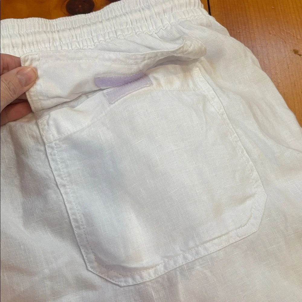 VILEBREQUIN 5X White Pacha Wide-Leg 100% Linen Drawstring Trousers